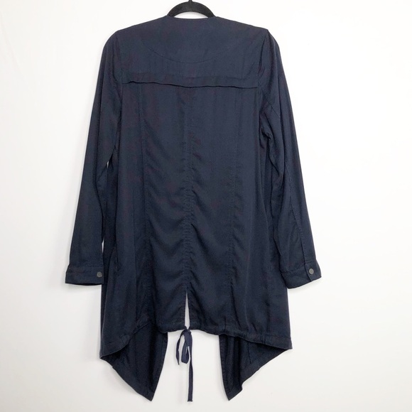 𝅺Laju Los Angeles Anthropologie navy blue open closure duster jacket - Picture 5 of 9
